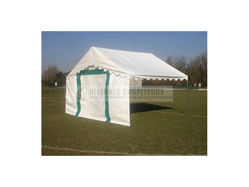 Tente de stockage fermée complète - structure fixe en acier - couverture unie - ancrage au sol avec platine - 4x5x3,37m - homologuée CTS7 - fabrication française_1