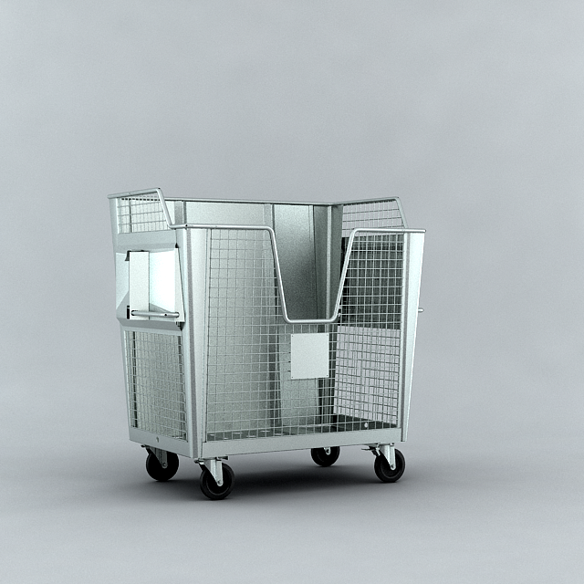 Container à grille en acier galvanisé - modèle 2400 avec roues pivotantes et ouverture en V_1