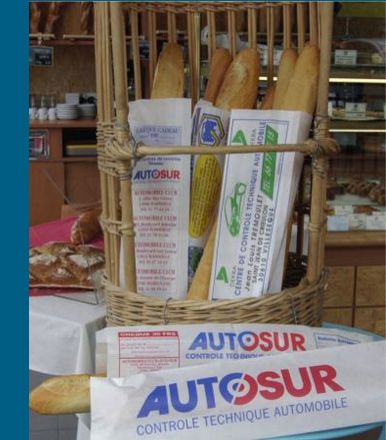 Sac publicitaire à pain écologique - Papier Kraft recyclé blanc lisse - Encres à l'eau certifiées - Contact alimentaire_1