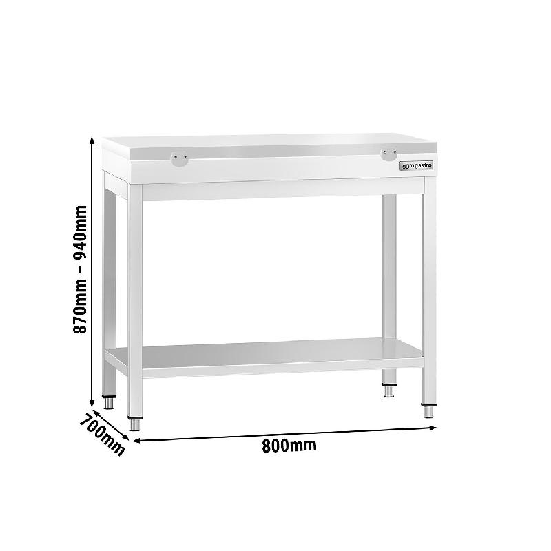 Table inox de découpe avec plan blanc - Profondeur 700 mm | Ggm - 800_1