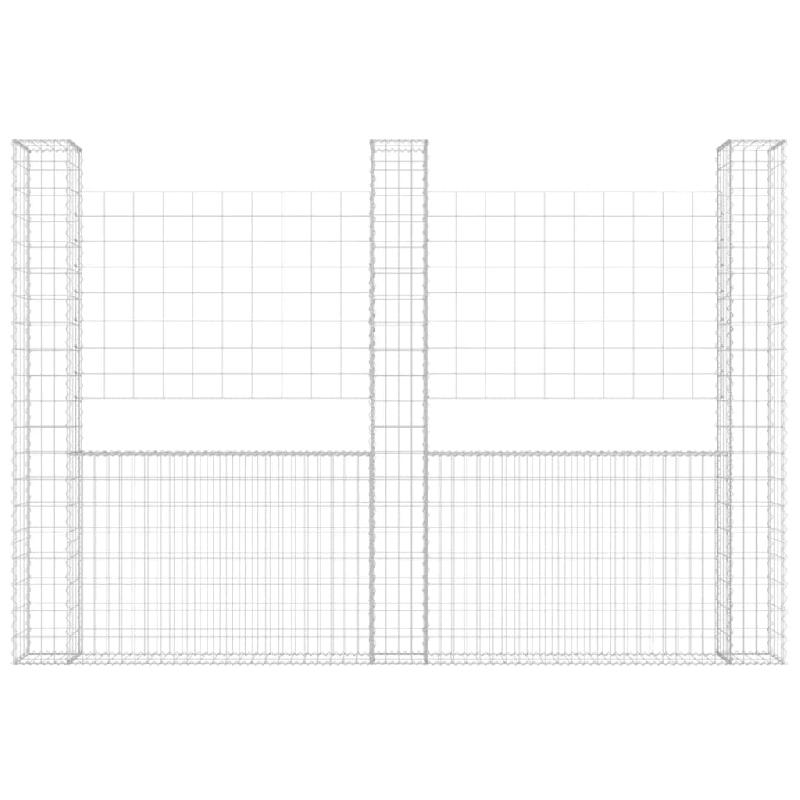 Vidaxl panier de gabion en forme de u avec 3 poteaux fer 260x20x200 cm 151290_1
