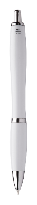 Stylo antibactérien à bille en plastique - Corps antibactérien, pièces chromées et recharge bleue - Conforme ISO 22196:2011_1