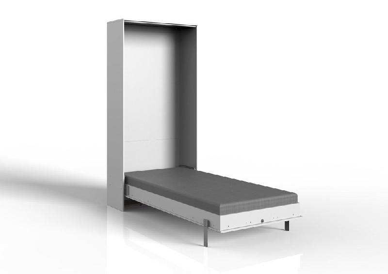 Lit escamotable VANIER blanc mat - couchage 90 x 200 cm avec sommier inclus et finition moderne_1