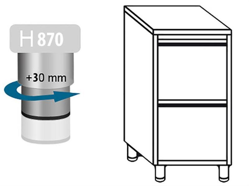 Meuble inox central 2 tiroirs profondeur 700 x 500 mm_1