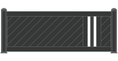 Clôture chevril - Maine Clôtures - semi-ajourée - panneau rainurage horizontal pas 100 mm - forme haute droite - PVC ou aluminium thermolaqué_1