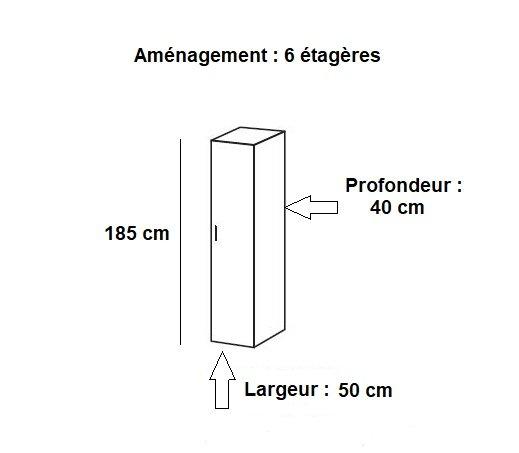 Colonne de rangement LUND 1 porte - Chêne naturel - 50x40 cm - 6 étagères - Hauteur 185 cm_1