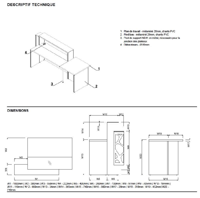 Borne d'accueil Organic avec système d'illumination - MDD - 130, Blanc brillant, A droite_2