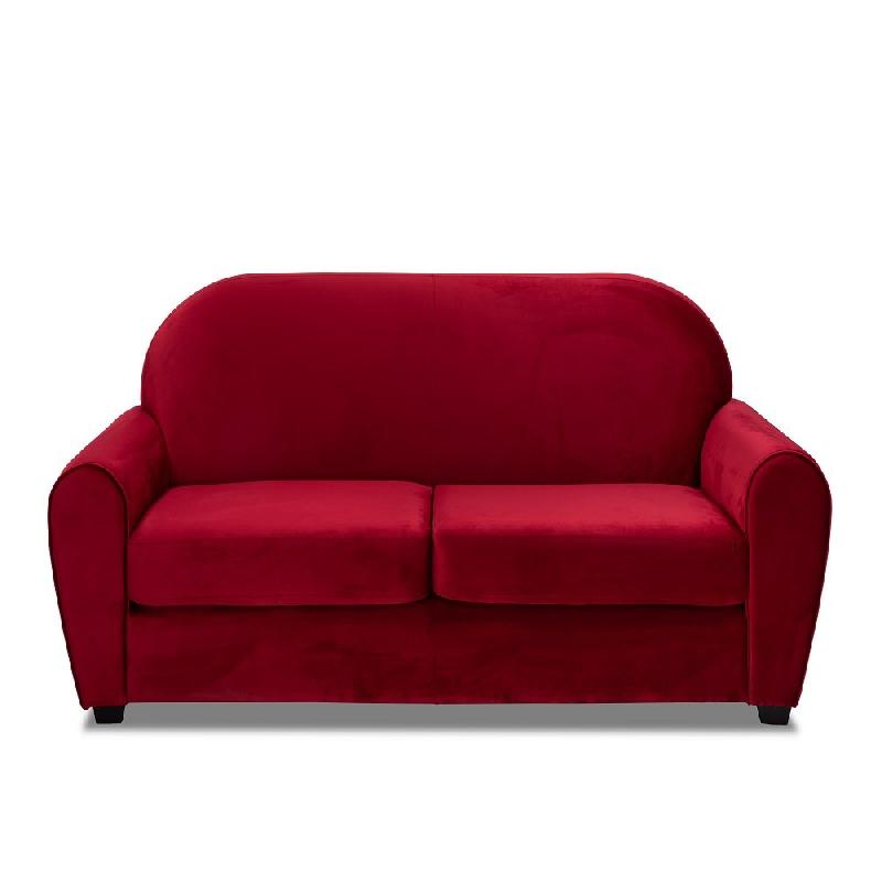 Canapé fixe Club 2 places - design vintage anglais en velours rouge - fabrication italienne_1