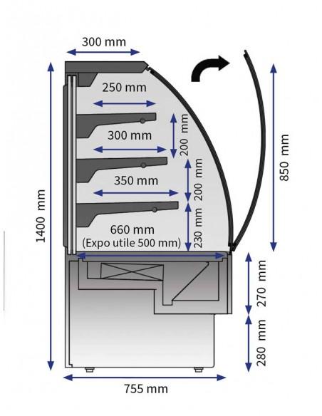 Vitrine pour pâtisserie et snacking - Froid ventilé, Eclairage LED, Coloris RAL 9005 - SIENA 600_1