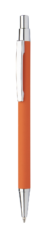 Stylo à bille en aluminium - finition caoutchoutée - gravure laser effet miroir - encre bleue - couleur orange_1