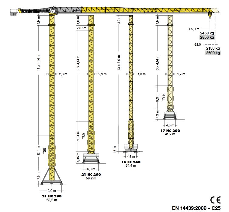 240 EC-B 10 Fibre Flat-Top - Grue à tour Liebherr - Hauteur max. sous crochet 71,10 m - Portée max. 68,00 m - Charge max. 10 000 kg_1