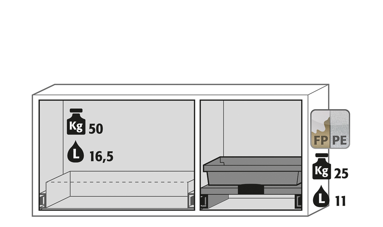 Armoire de sécurité combinée K-UB-90 modèle K90.060.140.050.UB.ST - Réf 30370-001-35364 - Stockage mixte produits chimiques inflammables et corrosifs_1