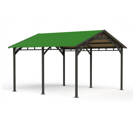 Préau des villes - Structure galvanisée à chaud, thermolaquée - 400 x 400 x h 300 cm avec habillage décoratif en PEHD_1