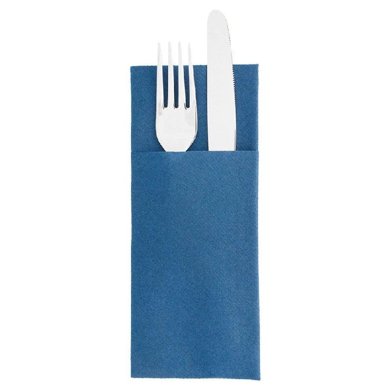 Serviette-étui pour couverts intissé bleu marine 40x40cm - par 700_1