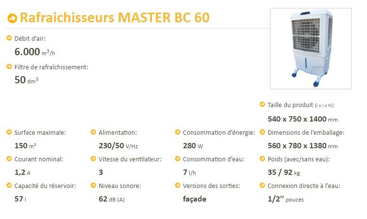 Master BC 60 - Rafraîchisseur d'air avec ionisateur, télécommande et débit de 6.000 m3/h - Master Climate Solutions_1