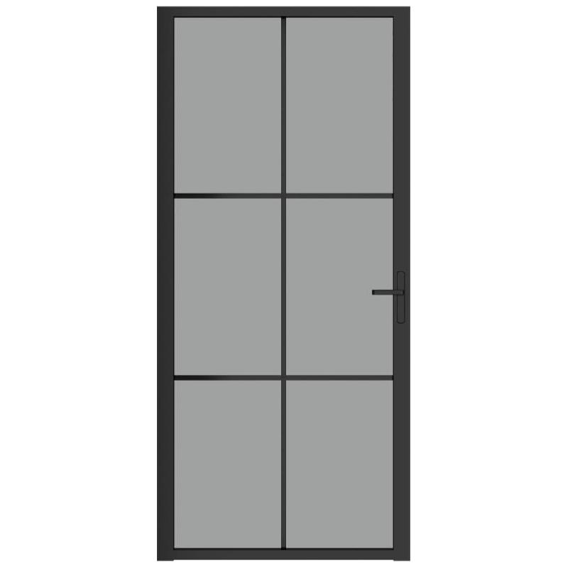 Vidaxl porte intérieure 93x201,5 cm noir verre esg et aluminium 350566_1