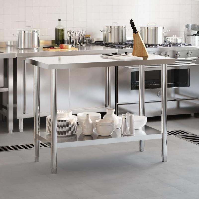 Vidaxl table de travail de cuisine 110x55x85 cm acier inoxydable 376465_1