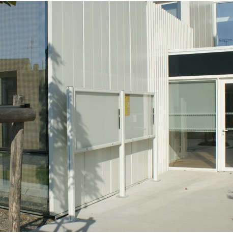 Vitrines extérieures sur pied - aluminium ou thermolaqué - plexi choc ou verre sécurit - éclairage LED ou fluo_1