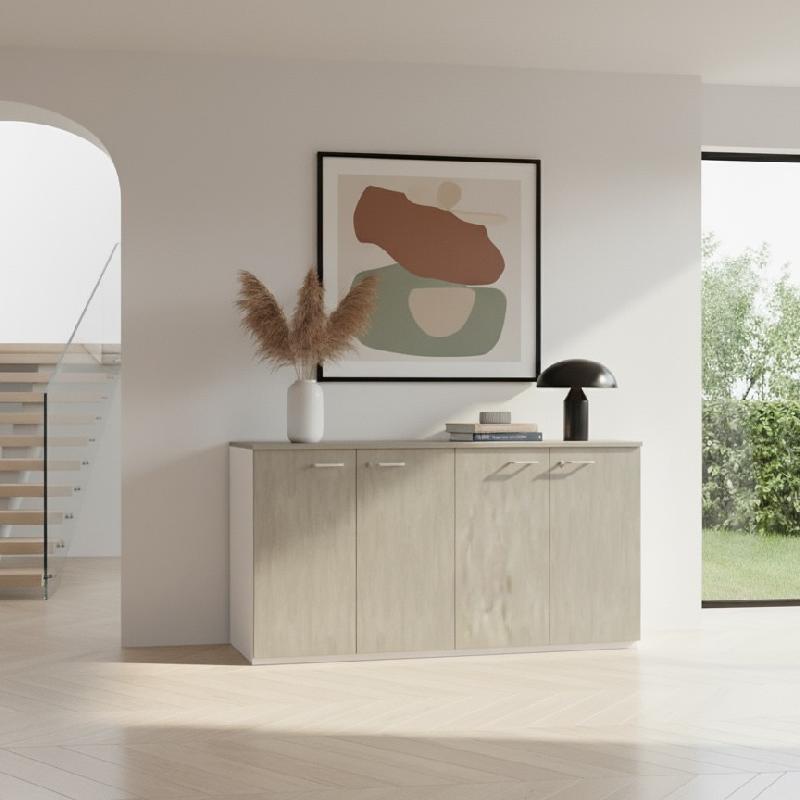 Armoire basse 4 portes - Quadrifoglio - Béton_1