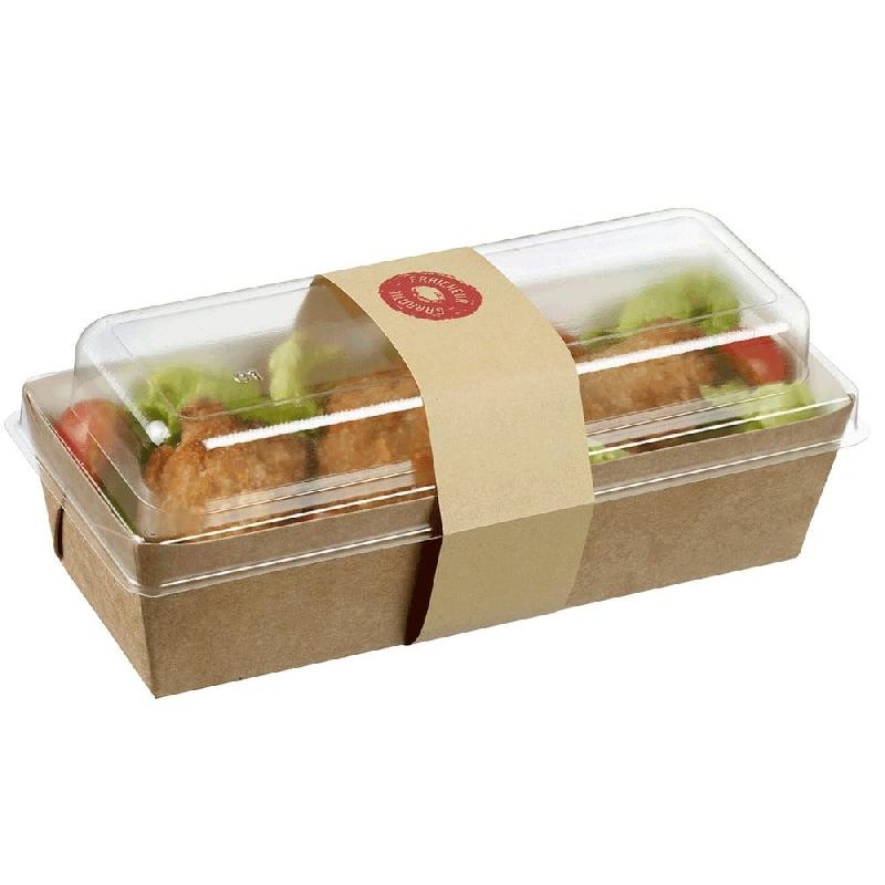 Barquette salade carton avec couvercle et bague 650ml 20x8x8cm - par 500_1