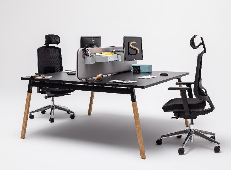 Bureau bench 2 personnes Ogi Wood - MDD. - Anthracite, Non, 120 x 141 cm_1