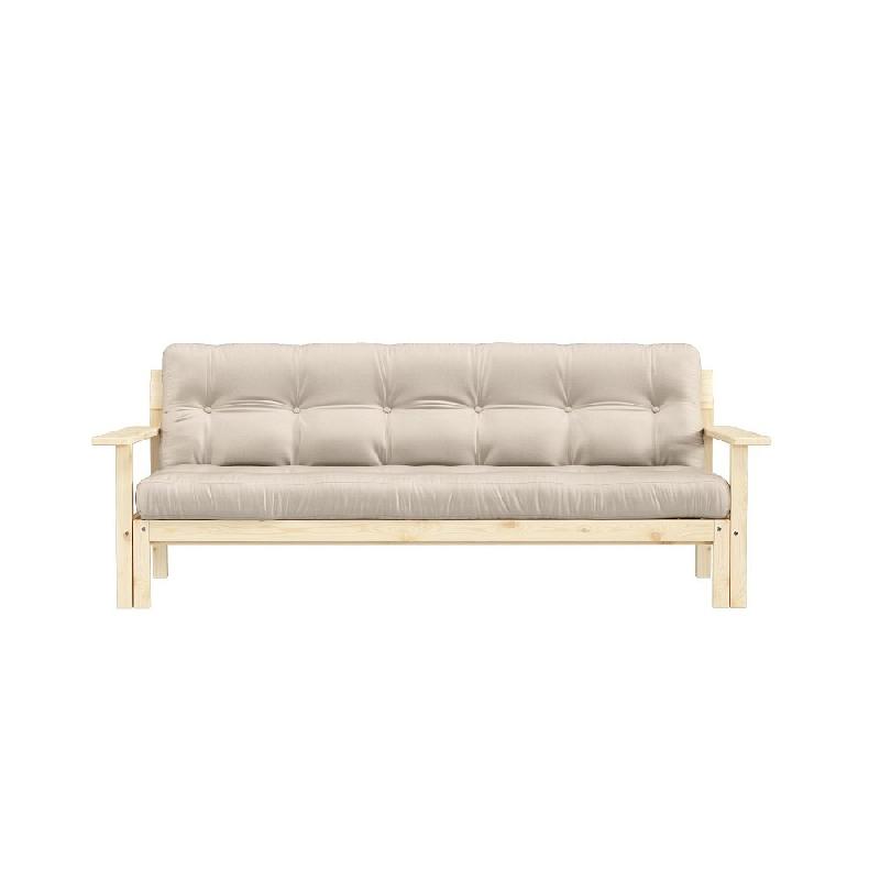 Canapé convertible futon UNWIND - Pin naturel beige - 130 x 190 cm - Style scandinave_1