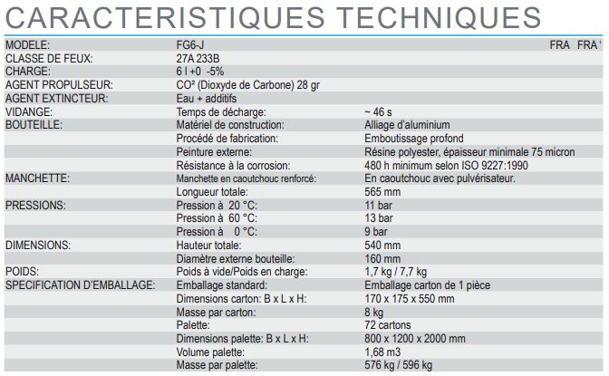 FG6-J - Extincteur portatif à pression auxiliaire à eau additivée - Anaf - Capacité 6L - Corps en aluminium_1