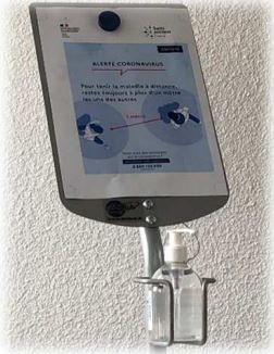 Présentoir universel sur pied pour gel hydroalcoolique - tablette d'affichage - fabriqué en France_1