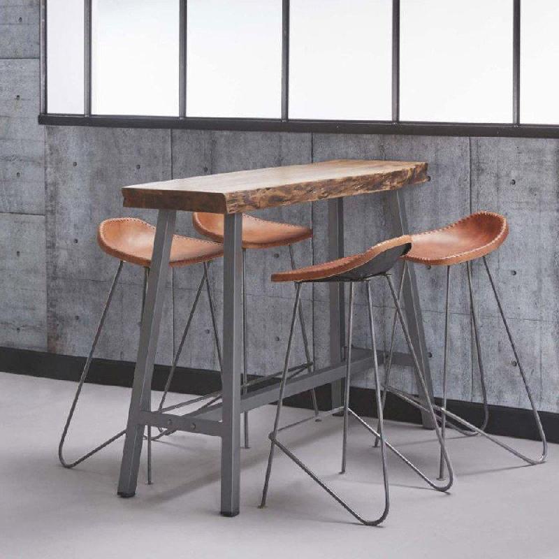 Tabouret de bar design vintage VPE4 - structure en acier et assise en cuir vintage_1