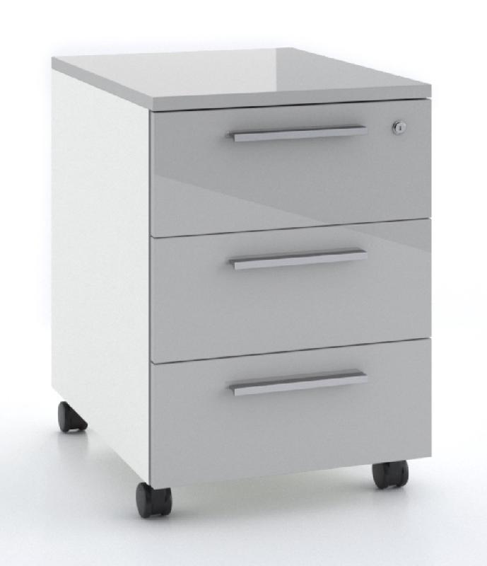 Caisson mobile 3 tiroirs blanc bicolore - Ofitres - Gris brillant_1