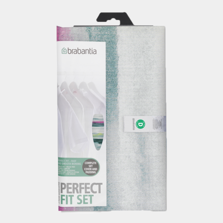 Housse de table à repasser taille D -135 x 45 cm, set complet - Morning Breeze 100% coton avec sous-couche épaisse de 8 mm pour Brabantia D_1