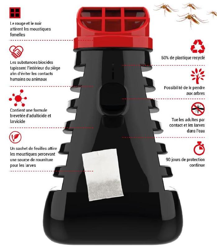 Piège anti-moustique - insecticide pour larves et adultes - forme pyramidale brevetée - 90 jours d'efficacité_1