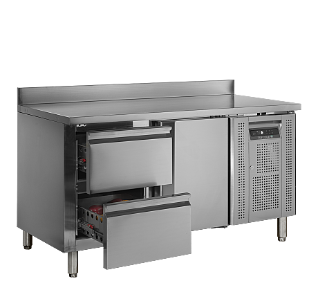 Refroidisseur de comptoir 1 porte 2 tiroirs GN1/1 SS304 - 272 L | Tefcold - CK7220_1