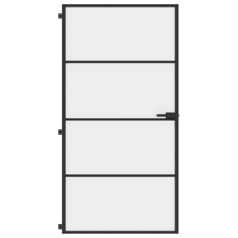Vidaxl porte intérieure mince noir verre trempé aluminium 155123_1