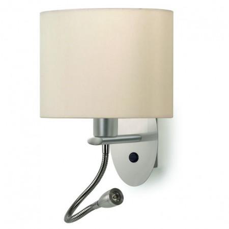 Applique intérieure ovale avec liseuse LED SMD 3W - abat-jour lamellé ovale finition nickel satiné - 8304_1