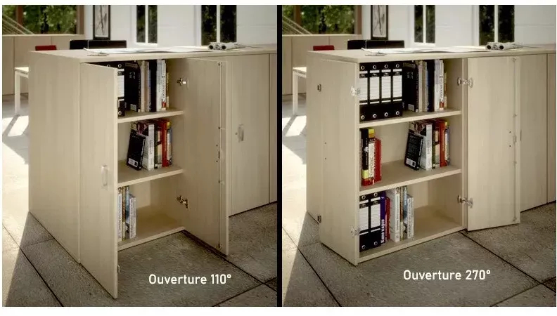 Armoire bibliothèque avec 2 portes poussoir - 3 étagères - hauteur 196 cm (4 largeurs au choix) So Madrid_1