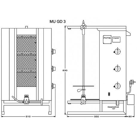 Machine à kebab gaz MU GD3 orient POTIS_1