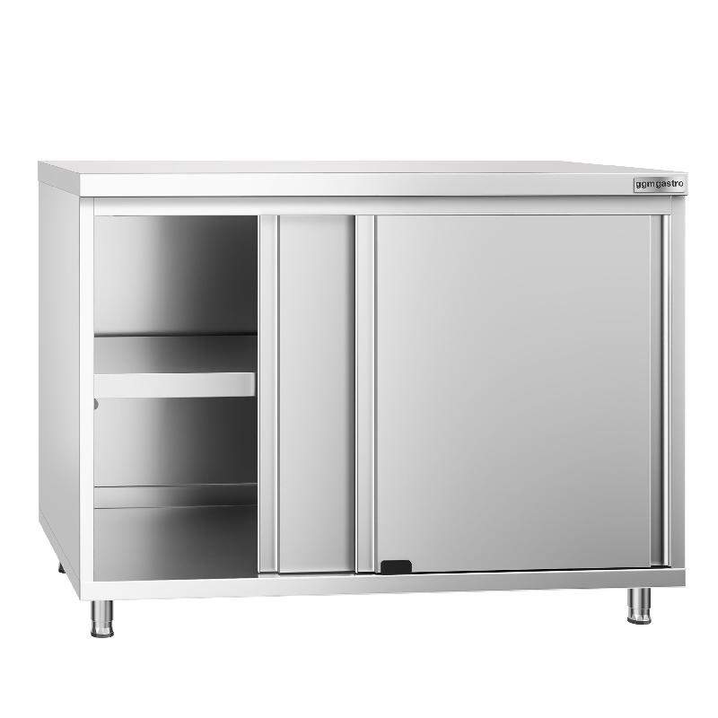 Meuble bas inox central P 700 mm avec portes - 1000_1