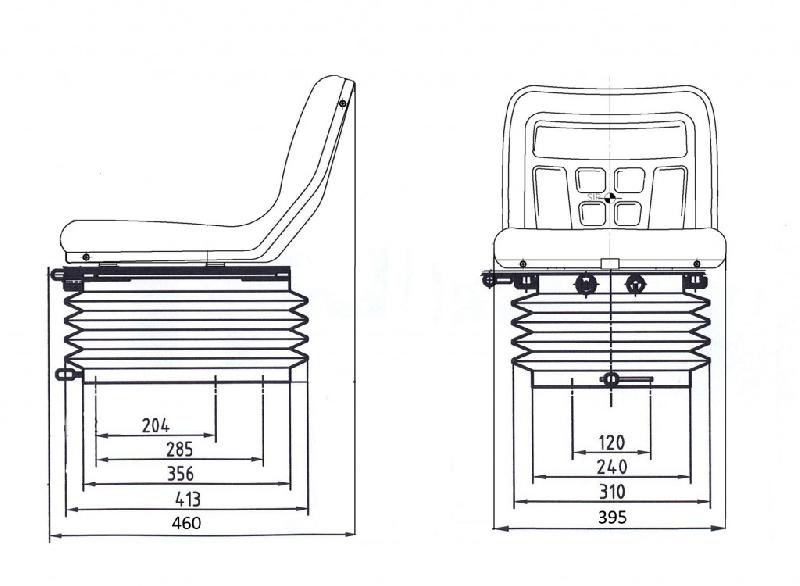 Siège tracteur - Suspension pneumatique étroite avec compresseur intégré - LGV84 - Largeur 400mm_1
