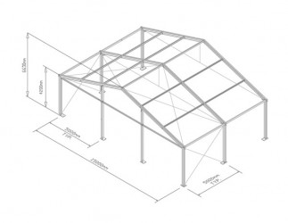 Tente de stockage fermée - structure fixe aluminium et acier - couverture composite PVC - porte, fenêtre et éclairage_1