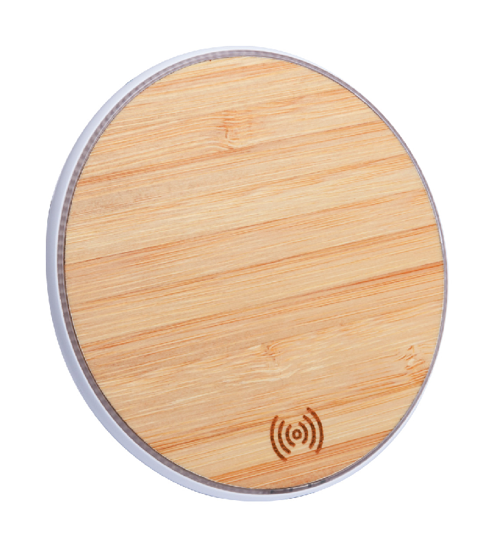 Chargeur USB sans fil 10W avec boîtier en bambou - couleur naturelle_1