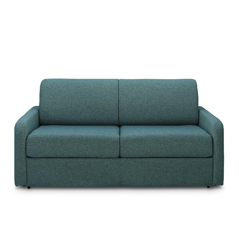 Canapé convertible express Mac Mahon - tissu tweed bleu lagon - sommier à lattes 160cm - matelas 16cm_1