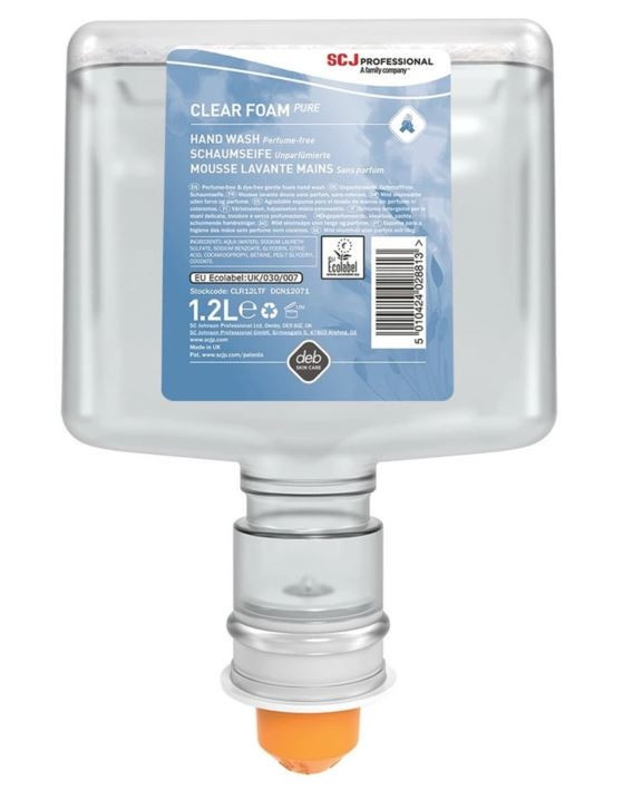 Clear foam pure savon mousse sc johnson (clr12ltf) carton de 3 x1,2l_1