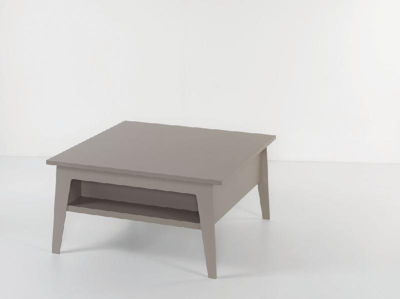Table basse relevable BRIGHTON gris taupe 80x80 cm - Design moderne avec plateau en bois stratifié_1