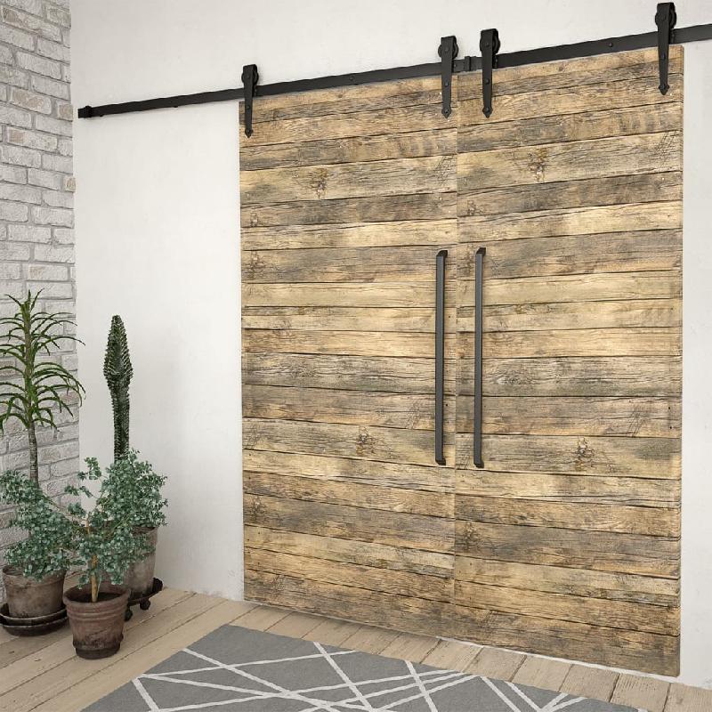 Vidaxl kits de fixation pour porte coulissante 2 pcs 200 cm acier noir 3059839_1