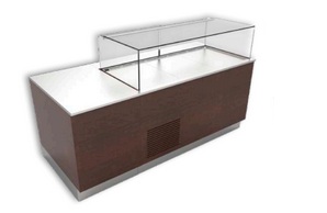 Vitrine réfrigérée non canalisable Perla - modèles avec ou sans réserves, vitrage collé ou vissé_1