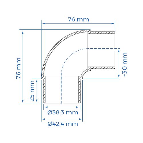 Coude inox 90° angle arrondi - Ø42,4 mm_1