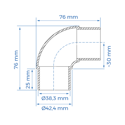 Coude inox 90° angle arrondi - Ø42,4 mm_1