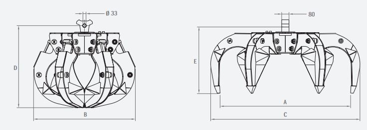 Grappins RP300 6P Rozzi - Équipements hydrauliques pour matériaux divers_1