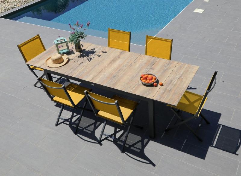 Table de jardin rectangulaire extensible tahaa plateau fundermax